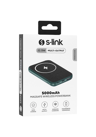 S-Link S-P50 5000 mAh Magsafe Standlı Kablosuz Şarj Cihazı Yeşil