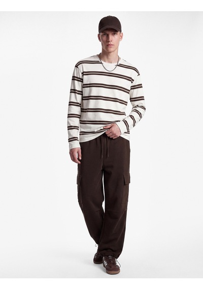 Koton Paçası Lastikli Beli Bağcıklı Kargo Cepli Bol Kalıp Eşofman Altı Kahverengi 7wam40036mk Kahve