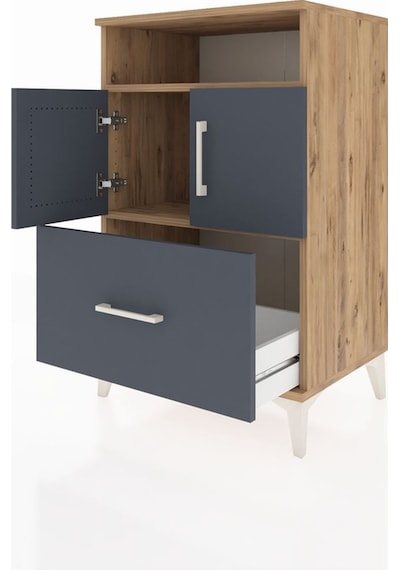 Hyperion Komodin 2 Raflı Tek Çekmeceli 2 Kapaklı 60x44x96 Çam... Çam