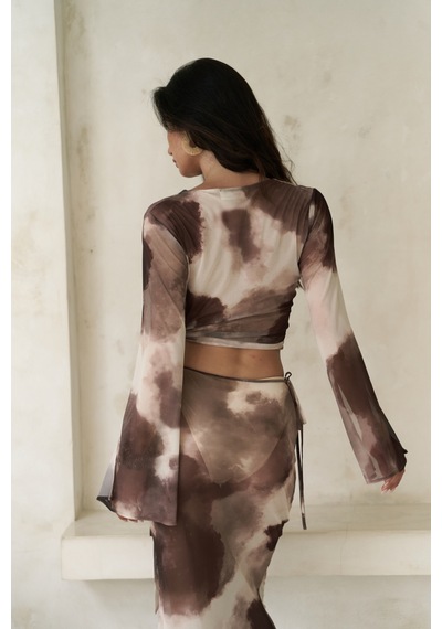 Mai Collection Mai Studios Co. Pnaisyonist Uzun Kol Kahve Crop Etek Takım Kahve