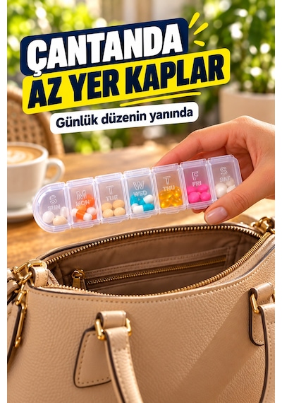 2 Adet Haftalık İlaç Ve Hap Kutusu 7 Gün Şeffaf Vitamin Saklama Kabı Seyahat Düzenleyici 16 X 3,5 Cm