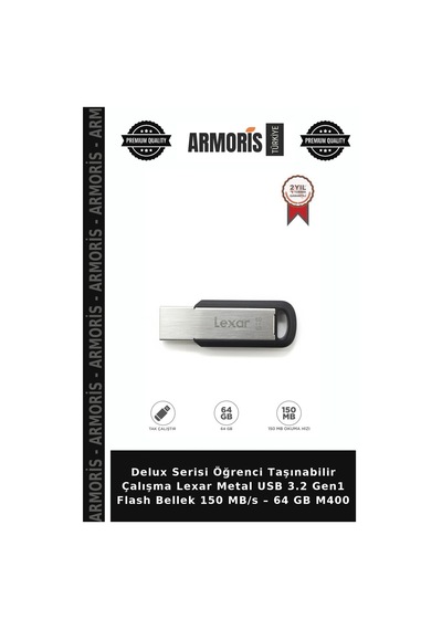 Delux Serisi Öğrenci Taşınabilir Çalışma Lexar Metal Usb 3.2 Gen1 Flash Bellek 150 Mb/s 64 Gb M400