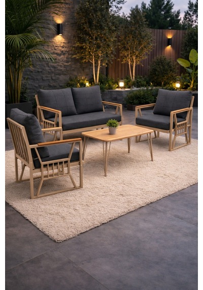 Lily Cappuccino 211 Masalı Gri Bahçe Takımı Balkon & Teras Oturma Seti 4 Parça Lily Cappuccino 211 Masalı Gri Bahçe Takımı Balkon & Teras Oturma Seti 4 Parça