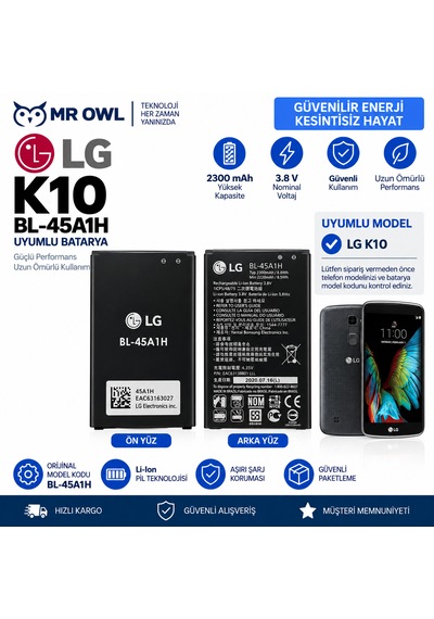 Lg K10 Uyumlu Bl-45a1h 2300 Mah 3.8v Li-ıon Batarya