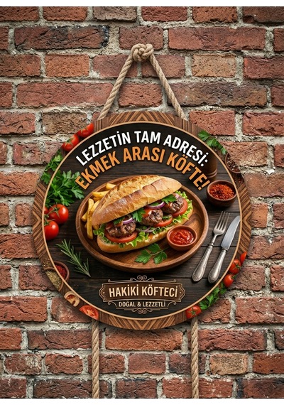 Mayeka Ekmek Arası Köfte Temalı Büfeler Cafeler Köfteciler İçin Ahşap Duvar Kapı Dekoratif Süs Tablo 12