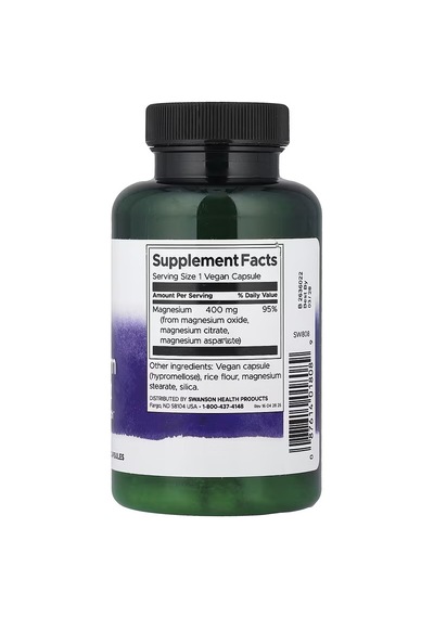Swanson Triple Magnesium Citrate , Oxide Complex Muscle And Bone Health 400 Mg 100 Vegan Caps