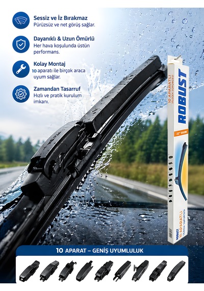 55 Cm 22 550mm Universal Oto Sileceği 10 Aparatlı Sessiz Çalışma İz Bırakmaz Premium Kalite