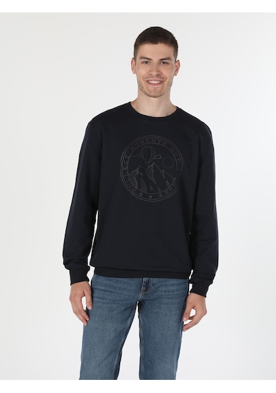 Colin's Colins Regular Fit Normal Kesim Baskılı Lacivert Erkek Sweatshirt Cl1060128 Lacivert