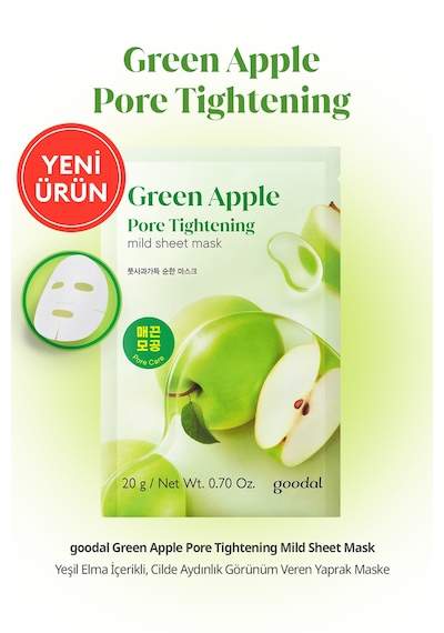 Yeşil Elma İçerikli Yaprak Maske Goodal Green Apple Pore Tightening Mild Sheet Mask