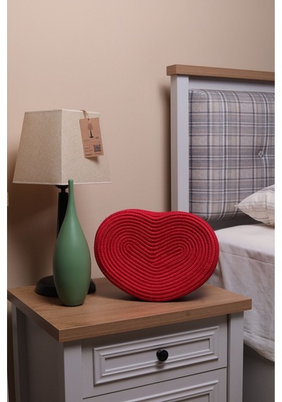 Jüt Hasır Sepet Oval Kapaklı Organizer 20x20 Kırmızı Kırmızı