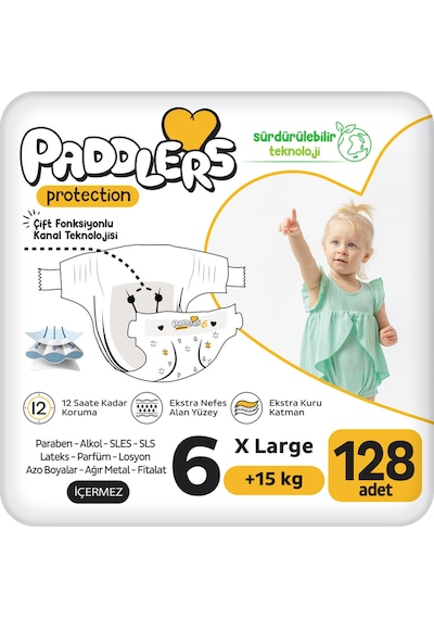 Protection Bebek Bezi 6 Numara X-Large (15+ Kg) 128 Adet – Ekstra Jumbo Set, Maksimum Koruma