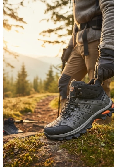 Enoch Erkek Füme Waterproof Kürklü Outdoor Trekking Ve Dağcı Botu Füme