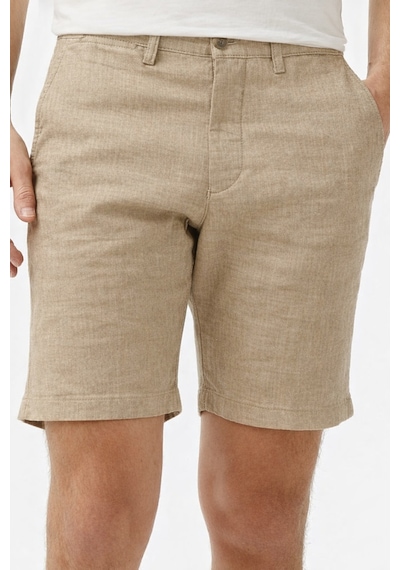 Lacoste Men's Slim Fit Bermuda Shorts Erkek Dar Kesim Keten Bermuda Şort Krem