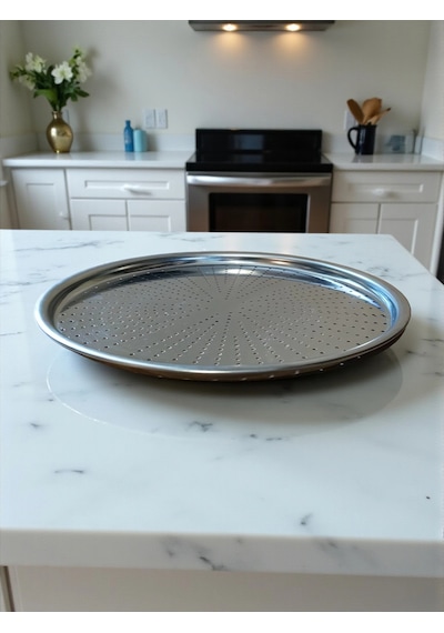 Paslanmaz Çelik Delikli Pizza Fırın Tepsisi Lahmacun Fırın Tepsisi 36 Cm Çok Renkli