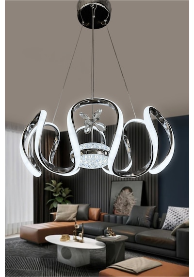 Arya Modern Eliza Top Simli Silikon Sarkıt Led Avize Çok Renkli