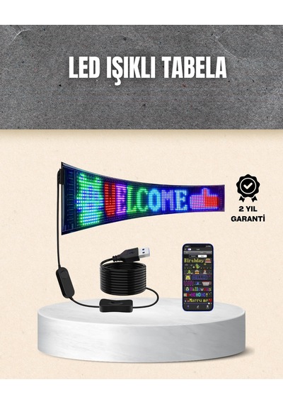 Rgb Kayar Yazılı Led Reklam Ekranı Usb Bağlantılı Esnek Tasarım RGB