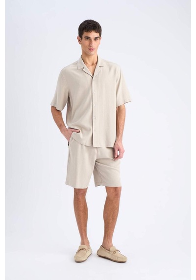 Defacto Relax Fit Pamuklu Yazlık Kısa Kollu Gömlek D8875ax25smbg751 Bej