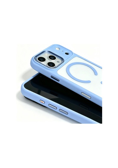 Apple iPhone Uyumlu 18 Pro Max Kılıf Magsafe Şeffaf Arka Yüz Kamera Yükseltili Silikon Pazarplus Açık Mavi