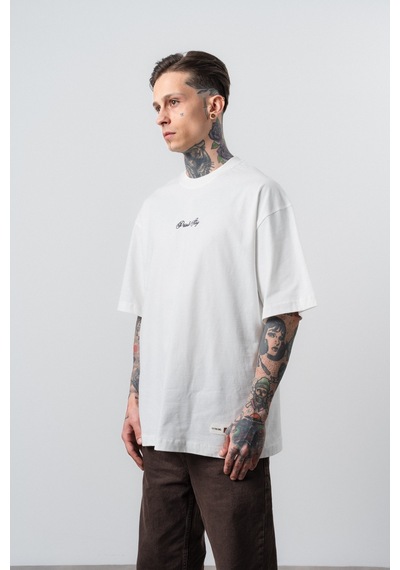 Respire Erkek Private Baskılı Oversize T-shirt Ekru
