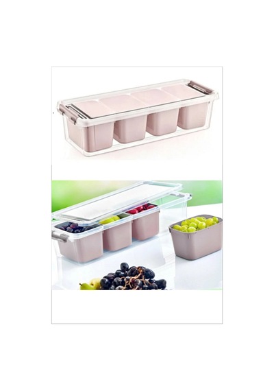 4 Bölmeli Derin Saklama Kabı Kilitli Grand Organizer Kutu 3,5 Lt Turuncu Diğer