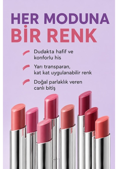 Pierre Cardin Sheer Glow Lipstick - Parlak Bitişli Nemlendirici Ruj - Hidden Rose - 019 0