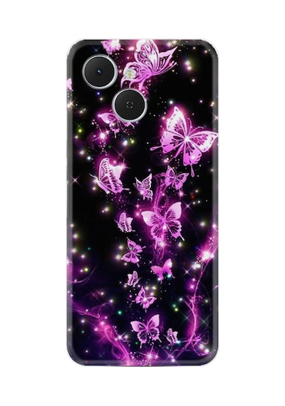 Tecno Spark 40c Km4n Kılıf Boutique Baskılı Resimli Pembe Neon Kelebekler Pcode -100