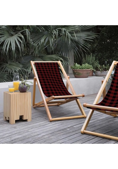 Bluehomeconcept Kırmızı Kareli Katlanabilir Şezlong