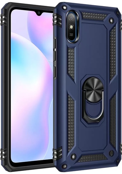 Newface Xiaomi Redmi 9a Kılıf Sofya Yüzüklü Silikon Kapak - Lacivert