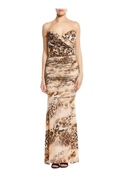 Mango Leopar Desenli Straples Gece Elbisesi Cok Renklı Çok Renkli