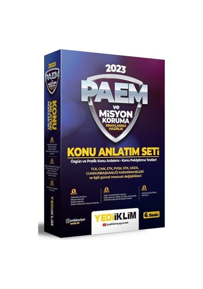 2023 PAEM ve Misyon Koruma Sınavlarına Hazırlık Konu Anlatım Set- Yediiklim Yayınları