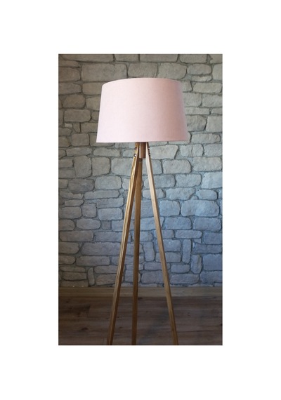 Düz 3 Ayak Tripod Lambader Abajur Köşe Lambası Ahşap Naturel Diğer