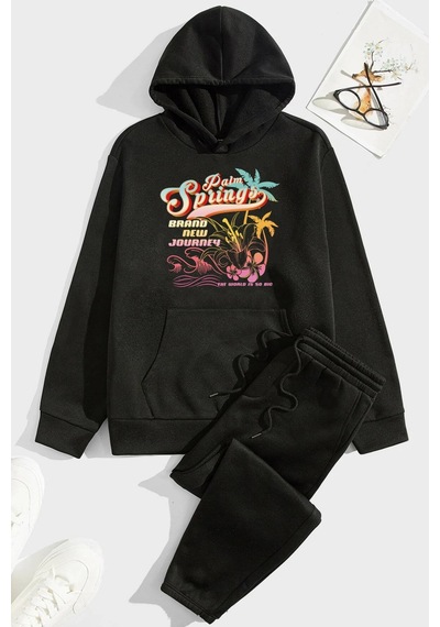 Uyguntarz Unisex Brand New Journey Baskılı Eşofman Takımı Siyah