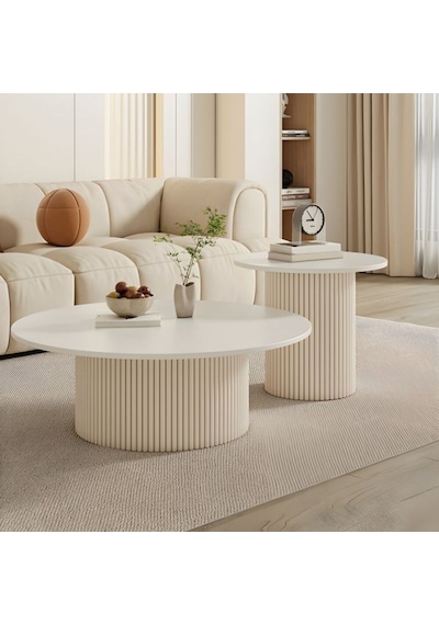Most Bohem Orta Sehpa 2'li Set %100 Ahşap 85 Cm. Çap Aytaşı