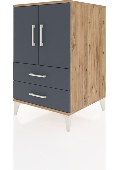 Kronos Komodin 2 Raflı 2 Çekmeceli 2 Kapaklı 60x59x96 Çam-ant... Çam
