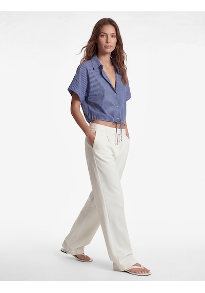 Koton Pamuklu Düğmeli Beli Bağlama Detaylı Kısa Kollu Oversize Kareli Crop Gömlek Mavi Ekose 6sak60289pw Koton Pamuklu Düğmeli Beli Bağlama Detaylı Kısa Kollu Oversize Kareli Crop Gömlek Mavi Ekose 6sak60289pw