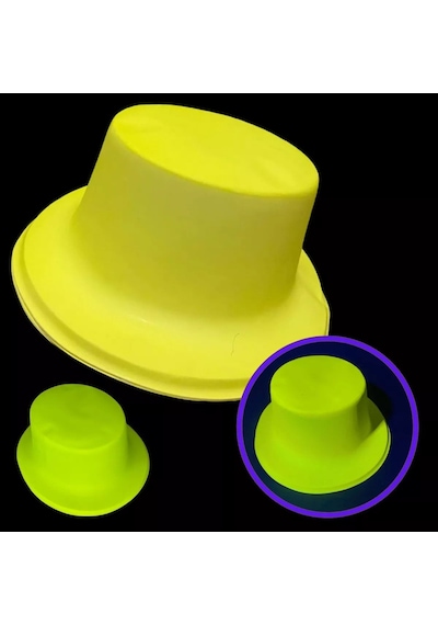 Neon Partisi Sarı Renk Plastik Fötr Şapka - Zmff-874097 Renkli