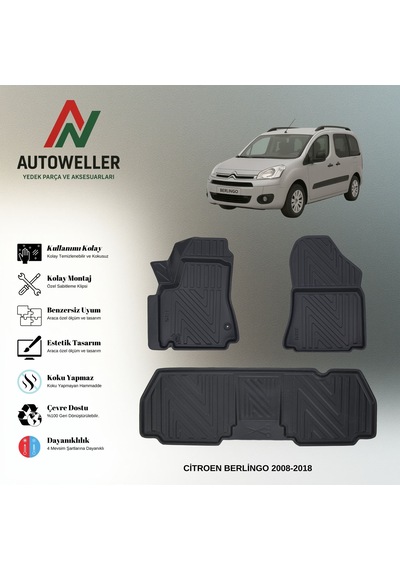 Citröen Berlingo 2008-2018 Uyumlu Havuzlu Oto Paspas