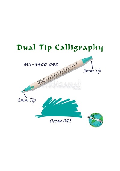 Zig Calligraphy Çift Uçlu Kaligrafi Kalemi 2 Mm + 5 Mm 042 Ocean