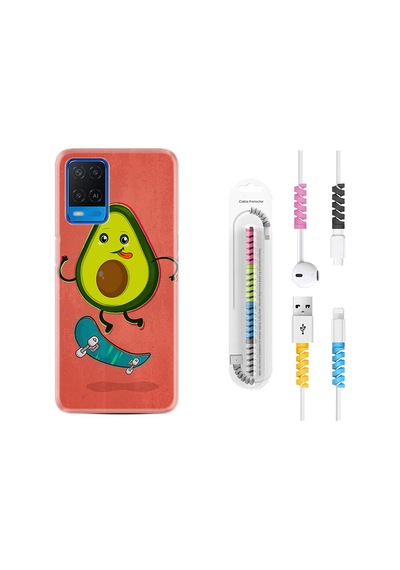 Oppo A54 Kılıf Kablo Koruyuculu Avokado Skate 1741