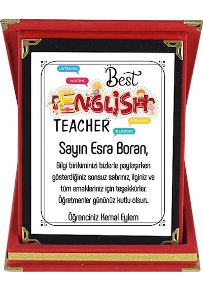 Ingilizce Öğretmenine Hediye Isim Baskılı Plaket