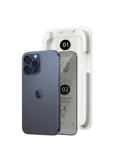 Fulltech Magicbox iPhone Uyumlu 15 Pro Premium Tempered Glass Aparatlı Ekran Koruyucu - Privacy