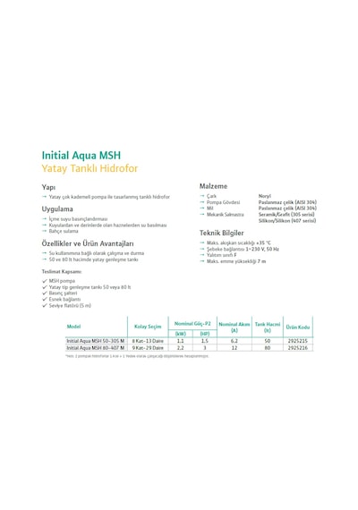 Wilo Inital Aqua Msh 80-407 M 3Hp Kademeli Yatık Paket Hidrofor
