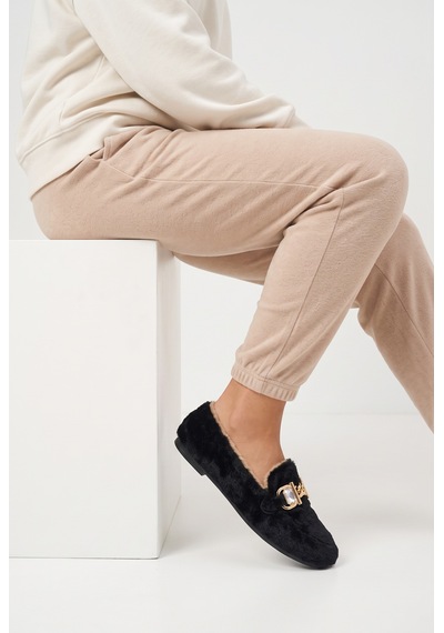 N Moda Panduf Gold Zincir Taşlı Aksesuarlı Kışlık Sıcak Tutan Yumuşak Tabanlı Kapalı Panduf Siyah N Moda Panduf Gold Zincir Taşlı Aksesuarlı Kışlık Sıcak Tutan Yumuşak Tabanlı Kapalı Panduf Siyah