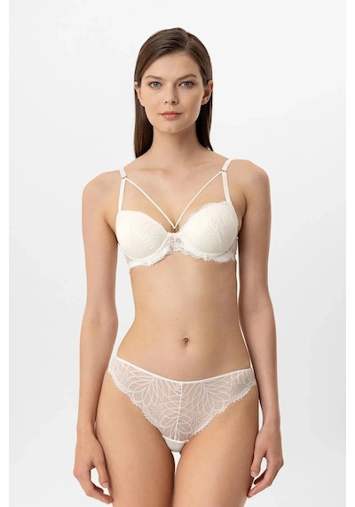 Pierre Cardin Lingerie 4886 Kadın Soft Push Up Dantelli Sütyen Takım Ekru