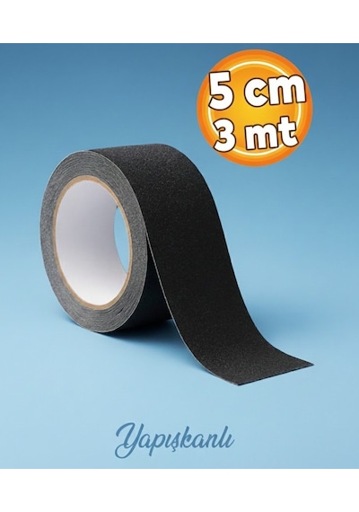 3 Metre Merdiven Zemin Kaydırmaz Bant Yapışkanlı 5 Cm X 3 Metre Kaymaz Bant Siyah