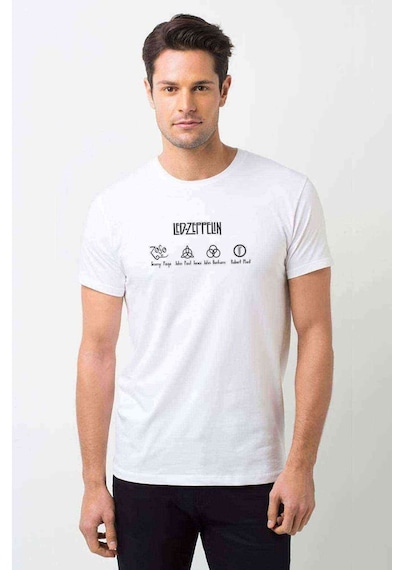 Led Zeppelin Baskılı Beyaz Erkek Tshirt (534480425)
