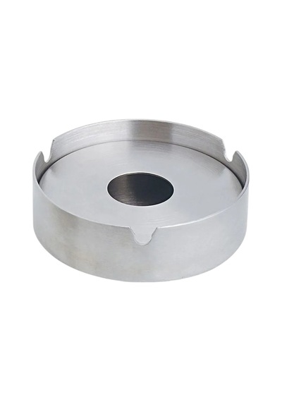 Büyük Boy Kapaklı Paslanmaz Çelik Kül Tablası Krom Skoçlu Küllük 10 Cm 1 Adet Metal Gri Yuvarlak