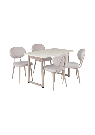 Vilinze Deniz Sandalye Biga Mdf Sabit Metal Ayak Mutfak Masası Takımı - 70x120 Cmbiga70120yr-vt-lkn01-vizon-deniz-skrem Sigmakrem