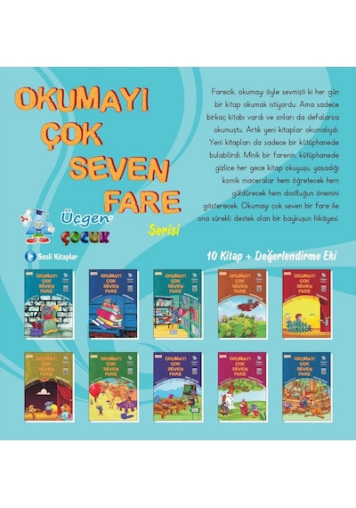 Okumayı Çok Seven Fare Seti - 10 Kitap Takım - Asude Gündüzhev - Üçgen Çocuk
