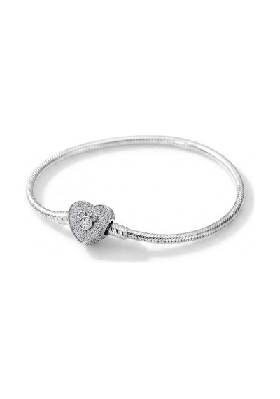 Kadın Kalp Model Mickey Detay Taşlı Gümüş Charm